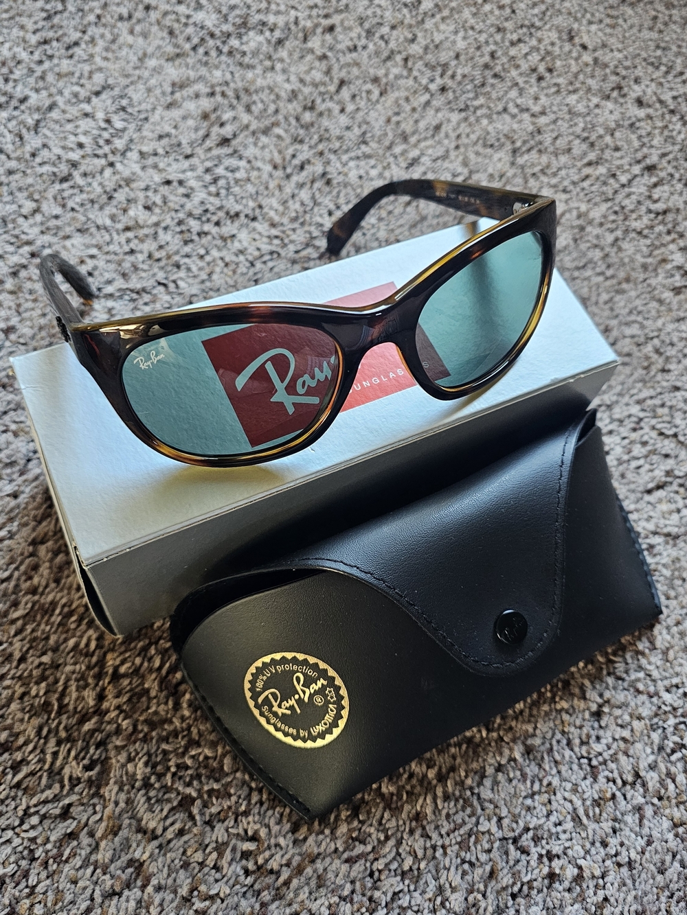 Ray-Ban Havana ORB4216 Tortoise Frame Sunglasses with Green Lenses